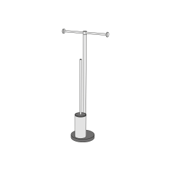 Free-standing double toilet roll holder and brush holder