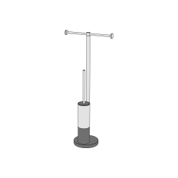 Free-standing double toilet roll holder and brush holder