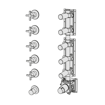 Shower mixer with 5 manifolds