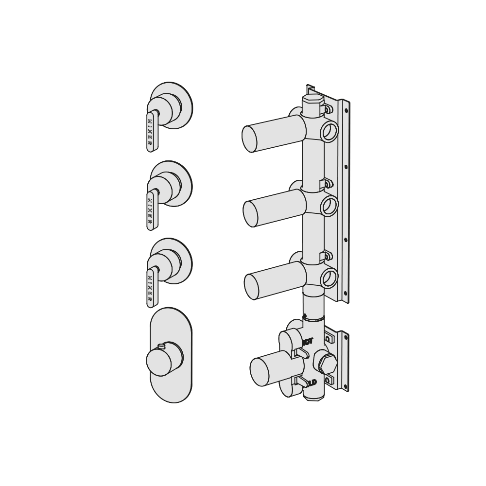 Shower mixer with 3 manifolds