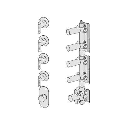 Shower mixer with 4 manifolds