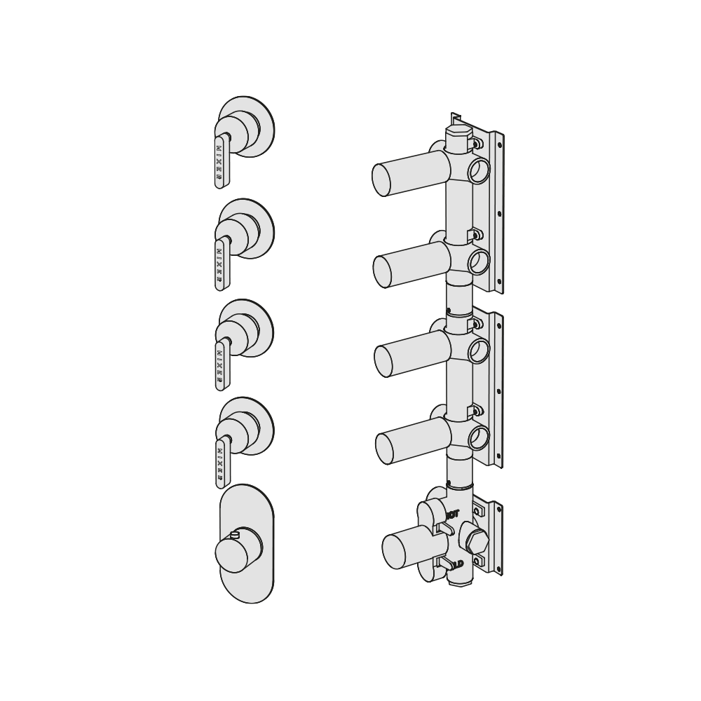 Shower mixer with 4 manifolds
